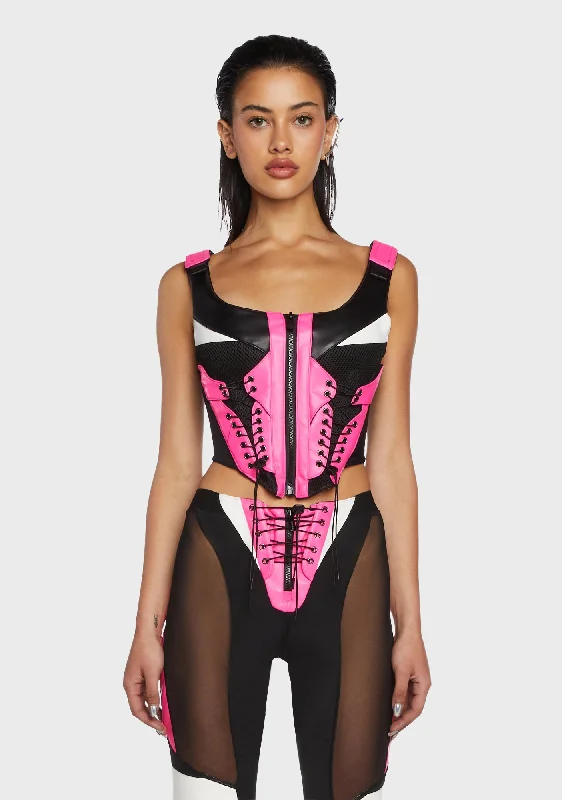 Techno Lacing Corset Top - Pink