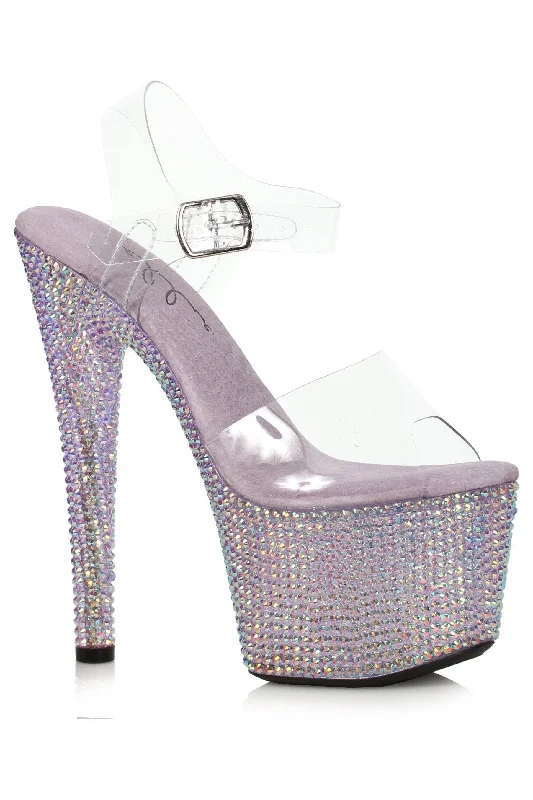 Ellie Shoes 709-ZIAMOND Lavender Rhinestone Covered Platform