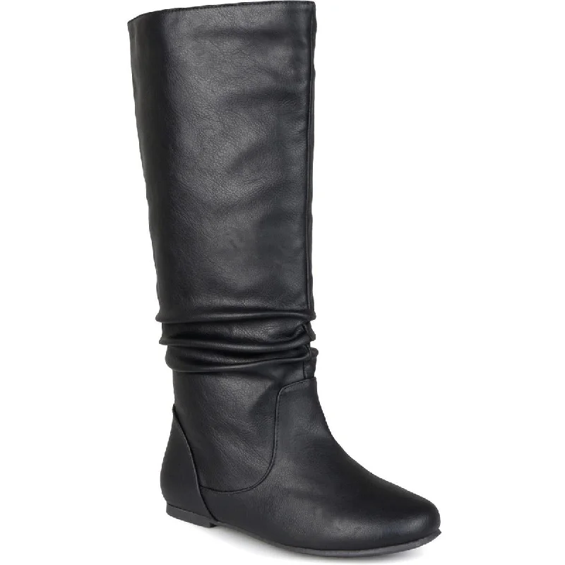 Jayne Womens Faux Leather Wide Calf Knee-High Boots