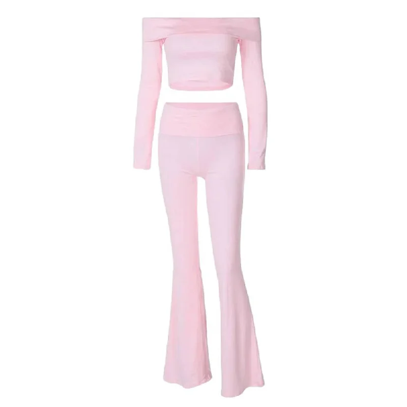 Soft Girl Bardot Top & Flare Pants Co-Ord