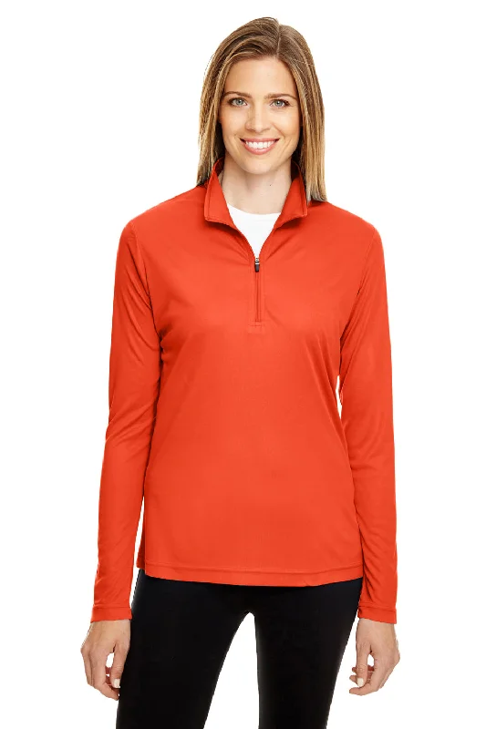 Team 365 Womens Zone Performance Moisture Wicking 1/4 Zip Sweatshirt - Orange