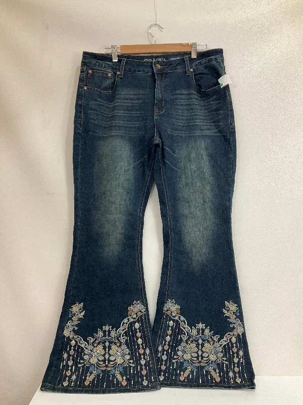 Jeans Flared By Grace In Blue Denim, Size: 16