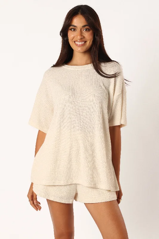 Granger Knit Short Set - Cream