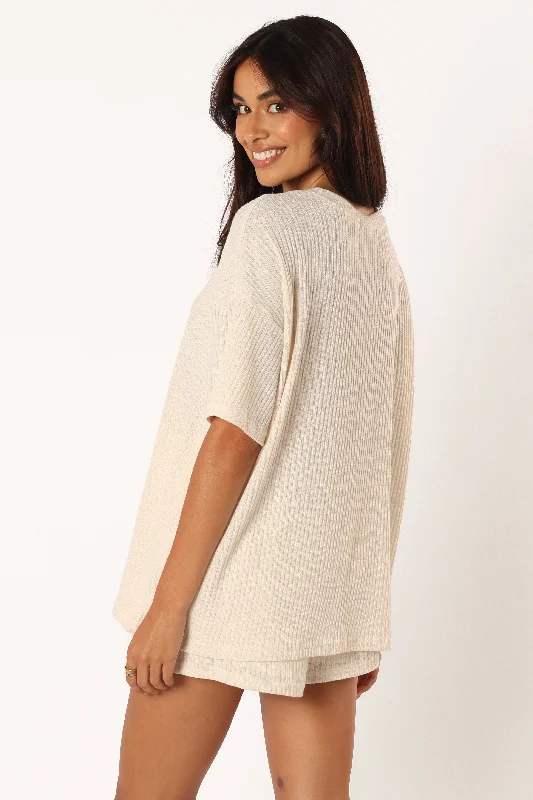 Granger Knit Short Set - Cream