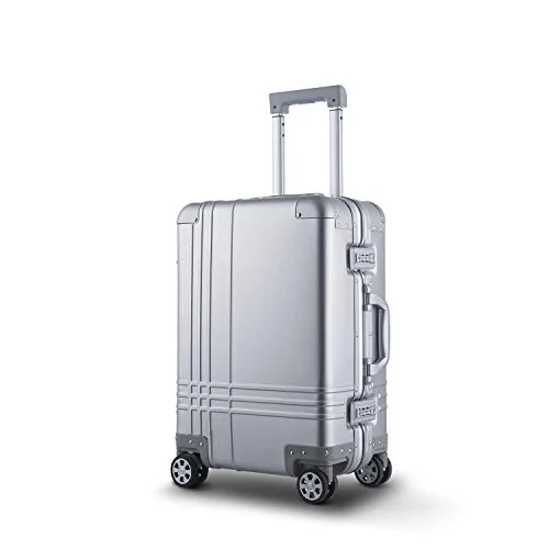 Leather luggage handles for a comfortable and stylish gripBamboo Wolf 24-inch Aluminum-Magnesium Alloy Carry-on Hardside Suitcase Hard Shell Luggage, Built-In TSA Lock, Zipperless Fashion with Spinner Wheels for Travel / Business, Silver Leather luggage handles for a comfortable and stylish gripBamboo Wolf 24-inch Aluminum-Magnesium Alloy Carry-on Hardside Suitcase Hard Shell Luggage, Built-In TSA Lock, Zipperless Fashion with Spinner Wheels for Travel / Business, Silver
