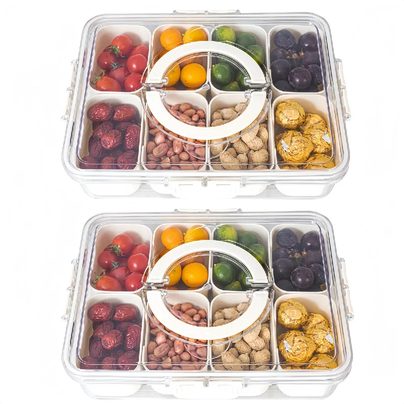 Magnetic luggage labels that can be easily changed or removedDivided Serving Tray with Lid and Handle - Divided Snack Tray for Portable Snack Platters - Clear Organizer 2 pcs - Silver Magnetic luggage labels that can be easily changed or removedDivided Serving Tray with Lid and Handle - Divided Snack Tray for Portable Snack Platters - Clear Organizer 2 pcs - Silver