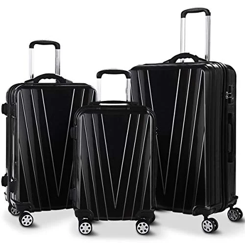 TSA-approved combination locks for luggage security during international travelGHP 3-Pcs 20" 24" & 28" Black Travel Trolley Suitcases Luggage Set Telescoping Handle TSA-approved combination locks for luggage security during international travelGHP 3-Pcs 20" 24" & 28" Black Travel Trolley Suitcases Luggage Set Telescoping Handle
