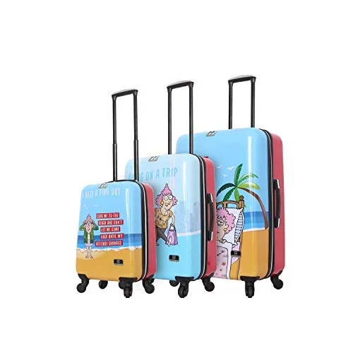 Neck pillows with memory foam for comfortable in - flight or car ridesHALINA Aunty Acid Trip 3 Piece Set Luggage, Multicolor Neck pillows with memory foam for comfortable in - flight or car ridesHALINA Aunty Acid Trip 3 Piece Set Luggage, Multicolor