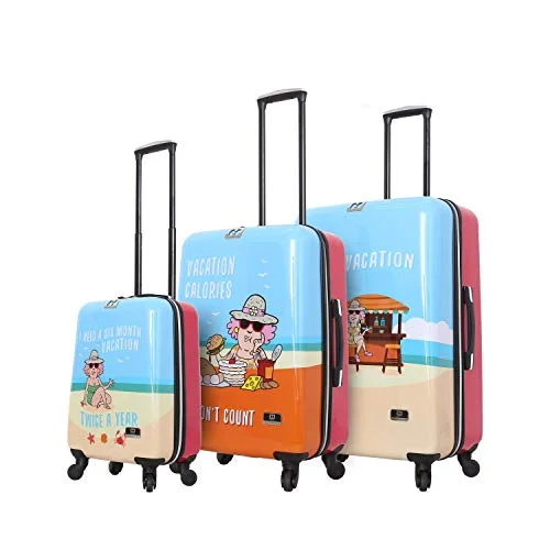 Leather luggage handles for a comfortable and stylish gripHALINA Aunty Acid Vacation 3 Piece Set Luggage, Multicolor Leather luggage handles for a comfortable and stylish gripHALINA Aunty Acid Vacation 3 Piece Set Luggage, Multicolor