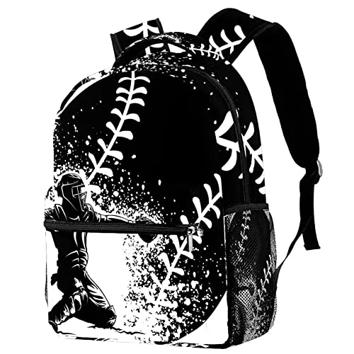 Magnetic luggage labels that can be easily changed or removedLORVIES Black White Design Softball Lightweight School Classic Backpack Travel Rucksack for Girls Women Kids Teens Magnetic luggage labels that can be easily changed or removedLORVIES Black White Design Softball Lightweight School Classic Backpack Travel Rucksack for Girls Women Kids Teens