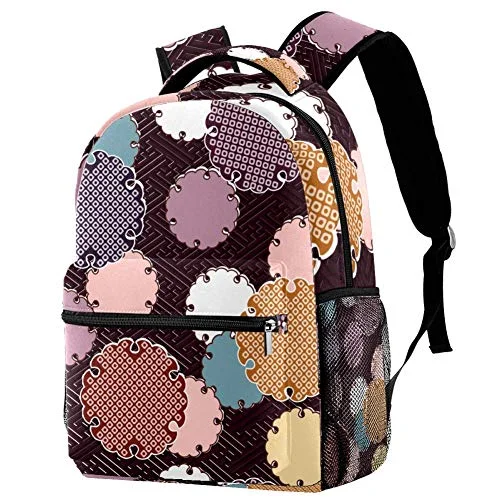 Anti - theft RFID blocking travel wallet for safe money and card storageLORVIES Japanese Circle Pattern Lightweight School Classic Backpack Travel Rucksack for Girls Women Kids Teens Anti - theft RFID blocking travel wallet for safe money and card storageLORVIES Japanese Circle Pattern Lightweight School Classic Backpack Travel Rucksack for Girls Women Kids Teens