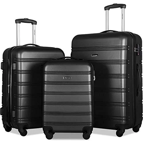Luggage straps with buckle closures to secure overstuffed bagsLuggage straps with buckle closures to secure overstuffed bagsMerax 3 Pcs Luggage Set Expandable Hardside Lightweight Spinner Suitcase with TSA Lock [Upgraded Version], Black