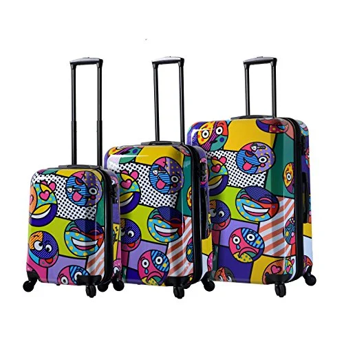 Waterproof luggage covers for protection against rain on outdoor tripsMia Toro Italy Emojis Multicolored Hard Side Spinner Luggage 3pc Set [20", 24" & 28"]