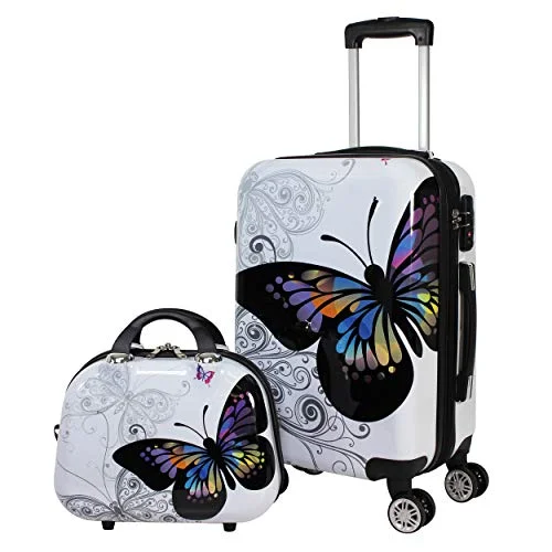 Magnetic luggage labels that can be easily changed or removedMagnetic luggage labels that can be easily changed or removedWorld Traveler Black and White Butterfly 2-Piece Carry-on Spinner Luggage Set Magnetic luggage labels that can be easily changed or removedMagnetic luggage labels that can be easily changed or removedWorld Traveler Black and White Butterfly 2-Piece Carry-on Spinner Luggage Set