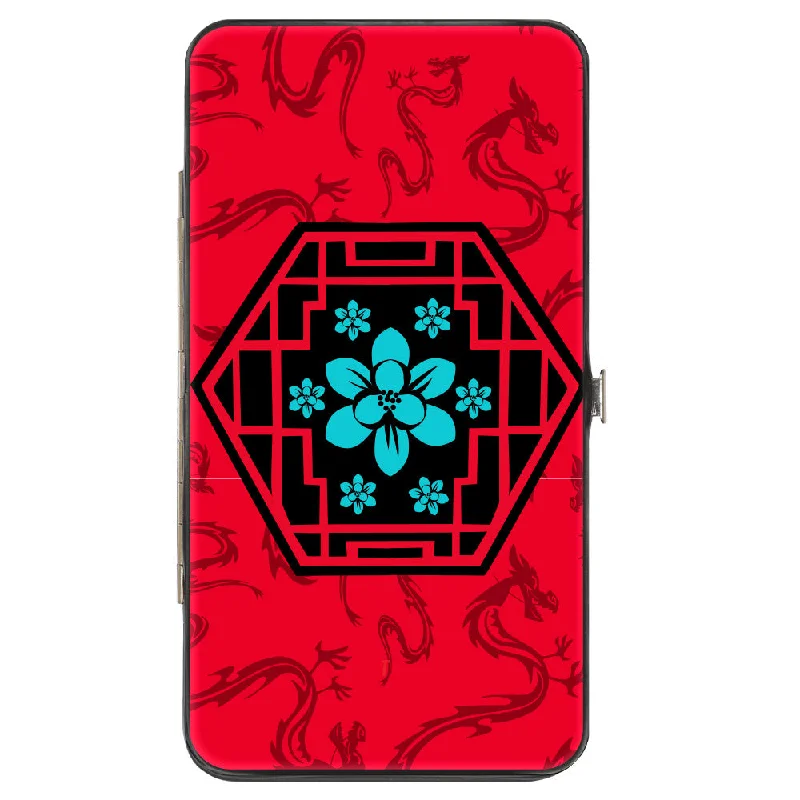 Vintage-style money clips for collectorsVintage-style money clips for collectorsHinged Wallet - Mulan Flower Lattice Mushu Icons Scattered Reds Black Blue Vintage-style money clips for collectorsVintage-style money clips for collectorsHinged Wallet - Mulan Flower Lattice Mushu Icons Scattered Reds Black Blue