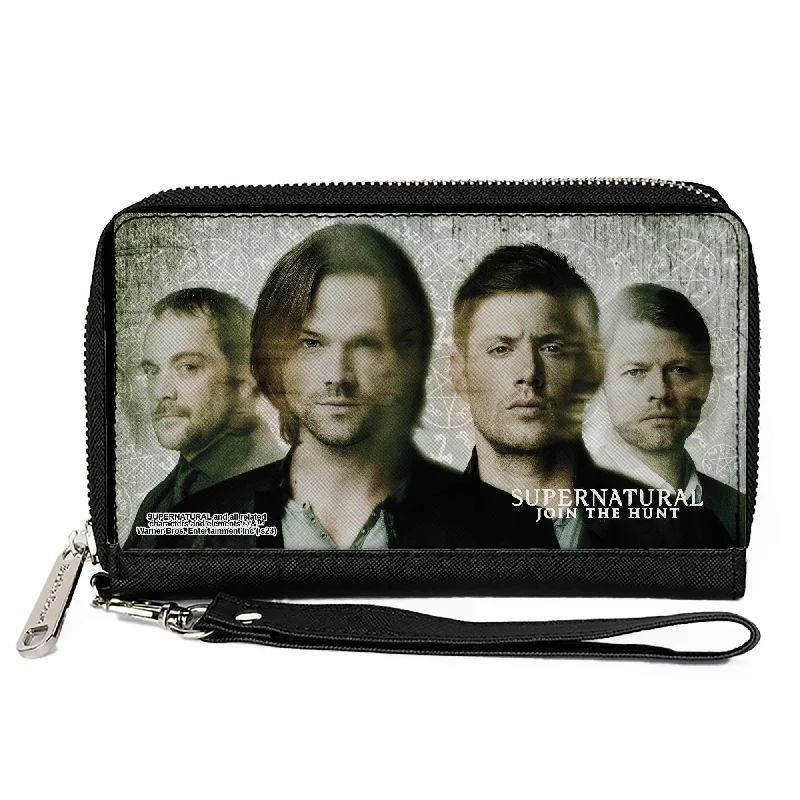 Money clips with magnetic closureMoney clips with magnetic closurePU Zip Around Wallet Rectangle - Supernatural 4-Character Face Blur and Symbols Grays/Black Money clips with magnetic closureMoney clips with magnetic closurePU Zip Around Wallet Rectangle - Supernatural 4-Character Face Blur and Symbols Grays/Black