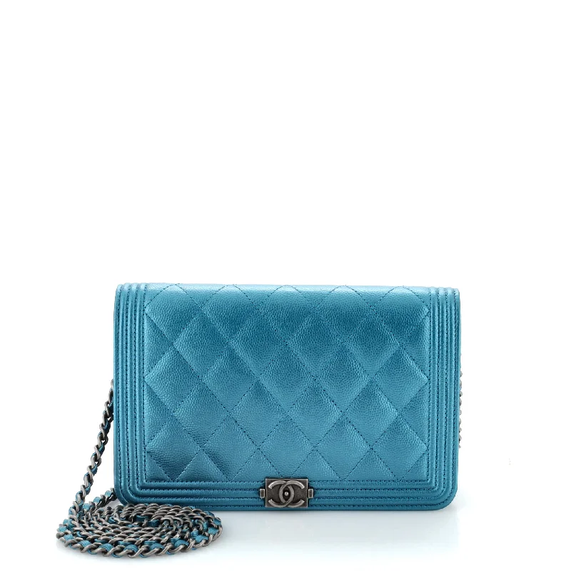 Money clips for women with sleek designsBoy Wallet on Chain Quilted Caviar