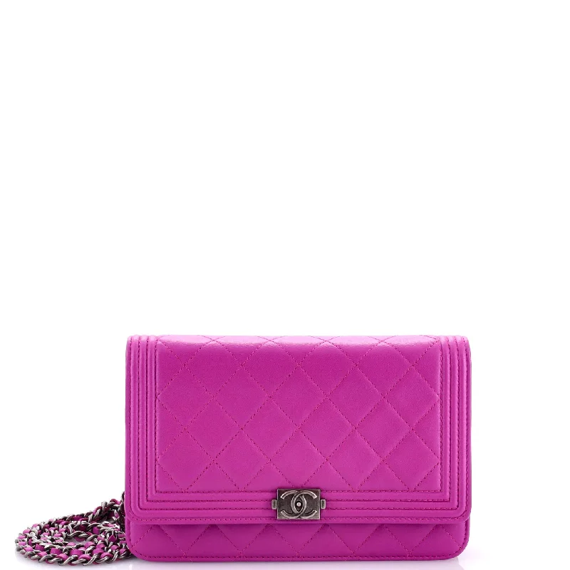 Money clips for women with sleek designsBoy Wallet on Chain Quilted Lambskin