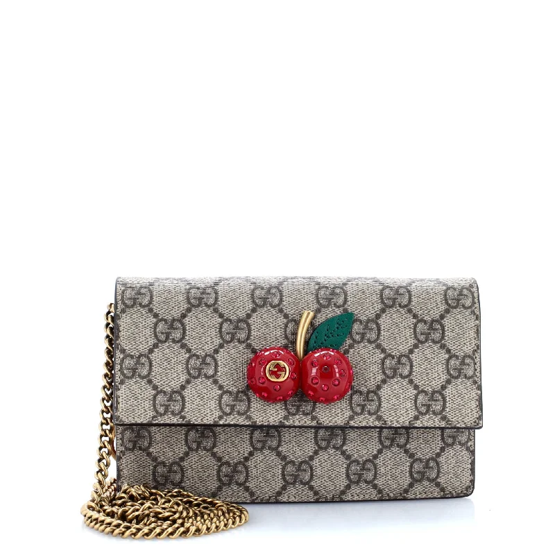 Money clips for women with sleek designsCherries Wallet on Chain GG Coated Canvas Mini Money clips for women with sleek designsCherries Wallet on Chain GG Coated Canvas Mini