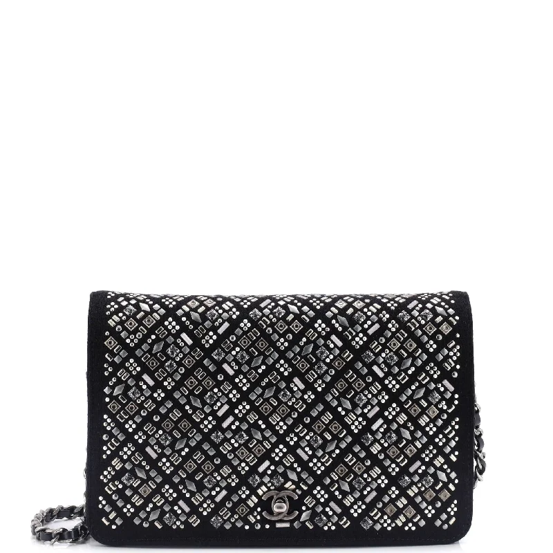 Stainless steel money clips for durabilityFull Flap Wallet on Chain Studded Jersey