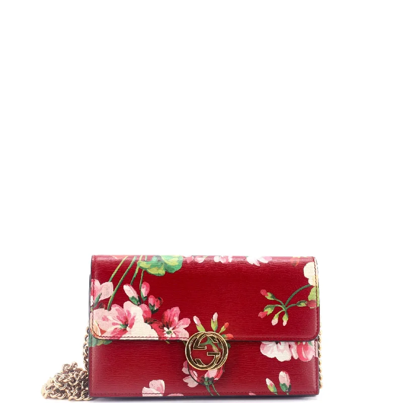Custom money clips for corporate giftsIcon Wallet on Chain Blooms Print Leather