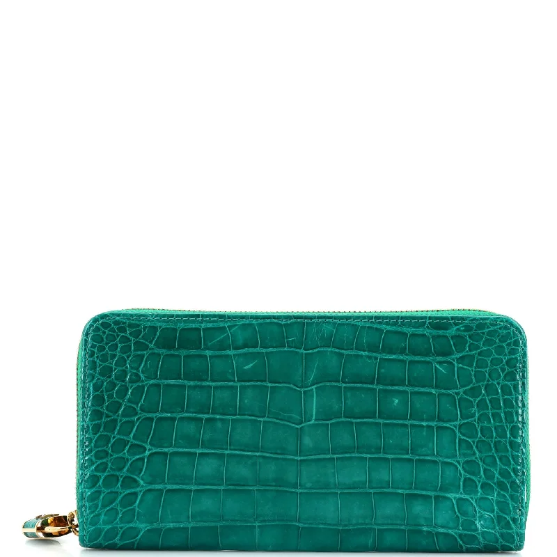 Luxury leather money clips with card slotsPadlock Zippy Wallet Crocodile