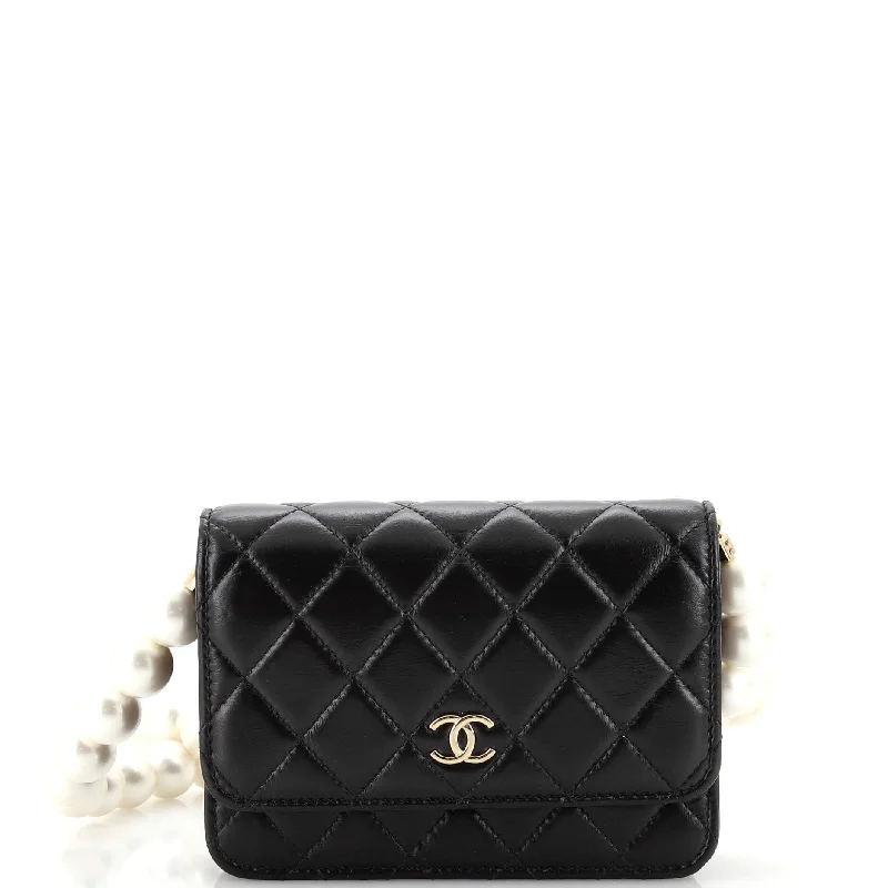 Vintage-style money clips for collectorsPearl Strap CC Wallet on Chain Quilted Calfskin Mini Vintage-style money clips for collectorsPearl Strap CC Wallet on Chain Quilted Calfskin Mini