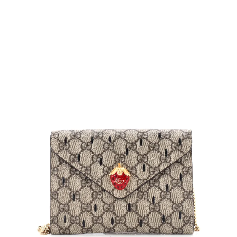 Vintage-style money clips for collectorsStrawberry Wallet on Chain Printed GG Coated Canvas Mini Vintage-style money clips for collectorsStrawberry Wallet on Chain Printed GG Coated Canvas Mini