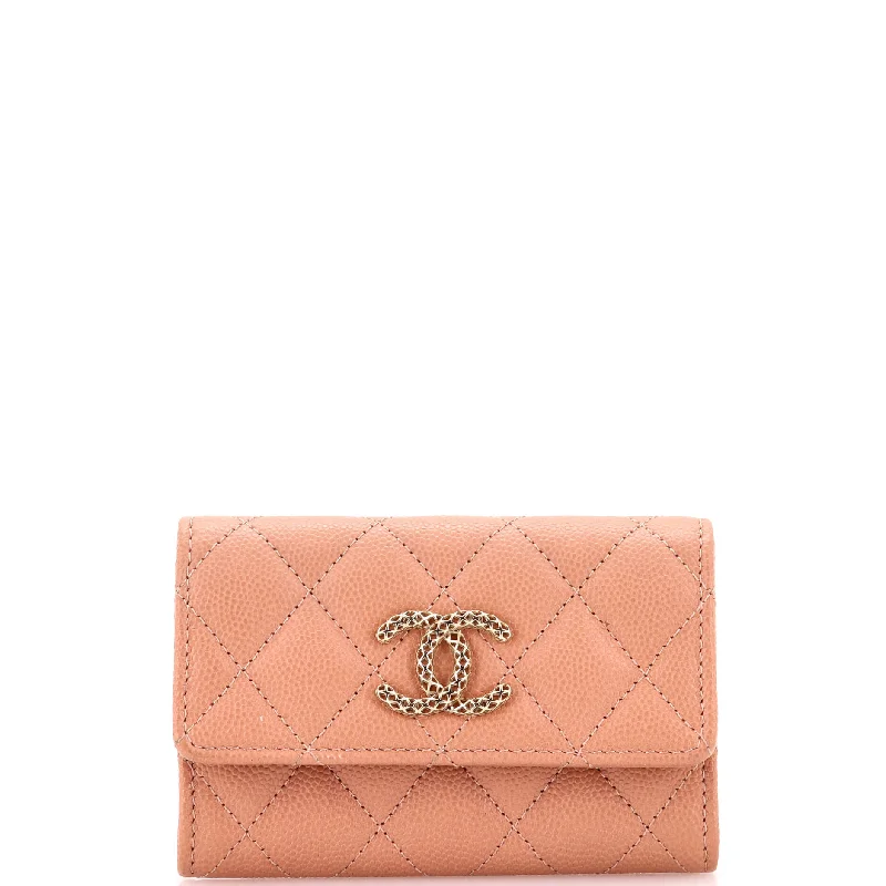 Vintage-style money clips for collectorsTextured CC Flap Card Case Quilted Caviar