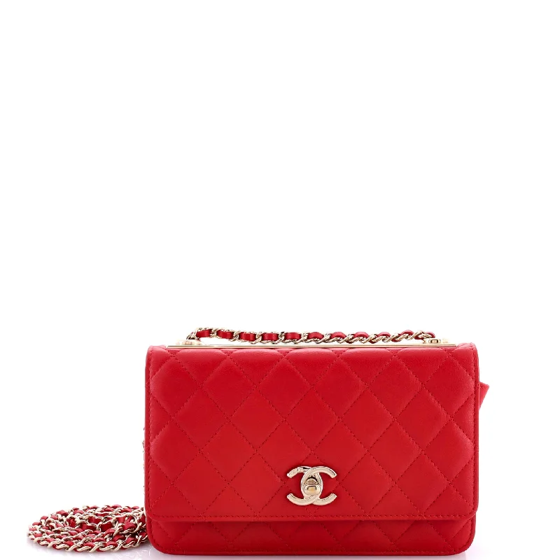 Elegant money clips for weddingsTrendy Chain CC Wallet on Chain Quilted Lambskin
